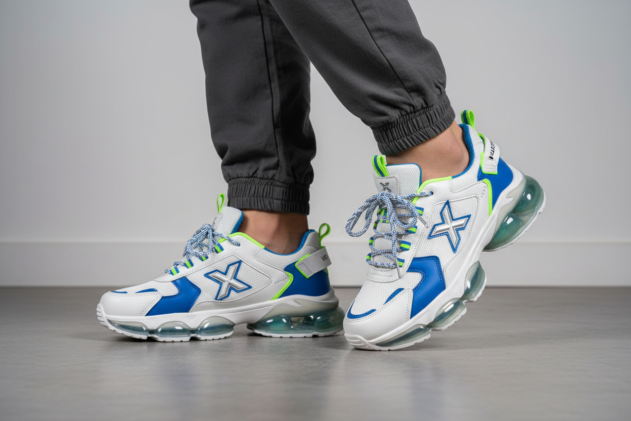 a pic of mens leg in branded shoes 